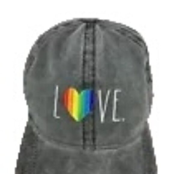Rae Dunn "Love" Gray Stone Washed 100% Cotton Adjustable Baseball Dad Hat Cap - Picture 2 of 8